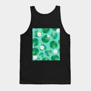 Lily Pads & Flowers Pond Pattern Tank Top